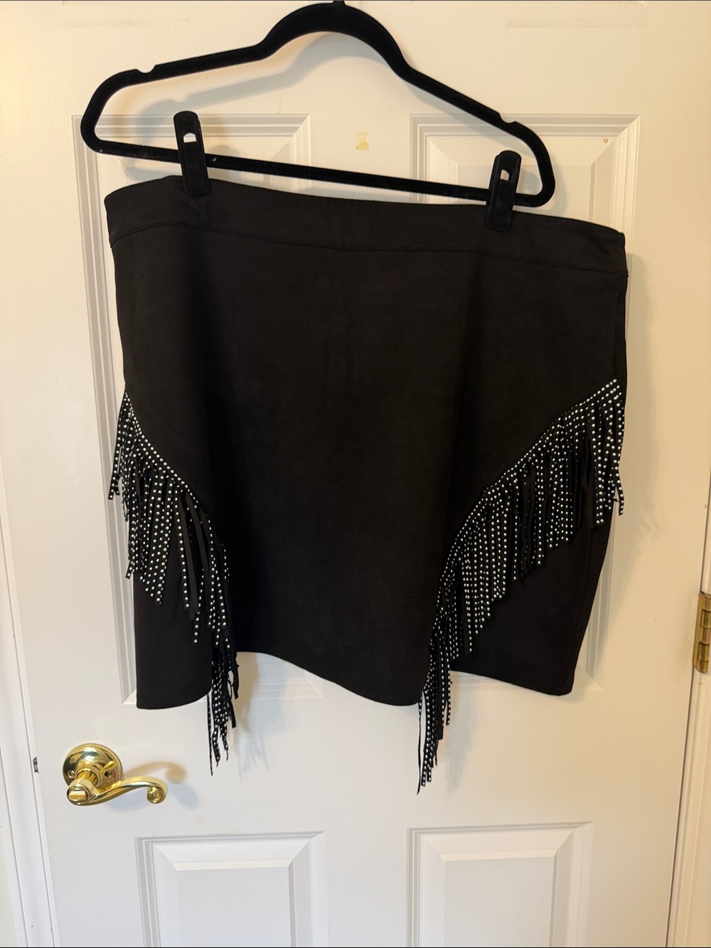 SHEIN Black Studded Fringe Mini Skirt 4X